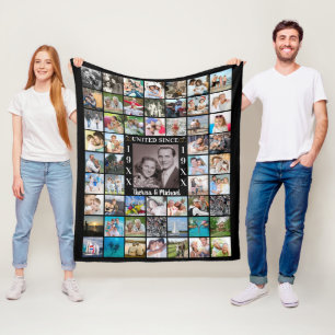 Cobertor De Velo Colagem de Fotos 55 Aniversário UNIDA DESDE