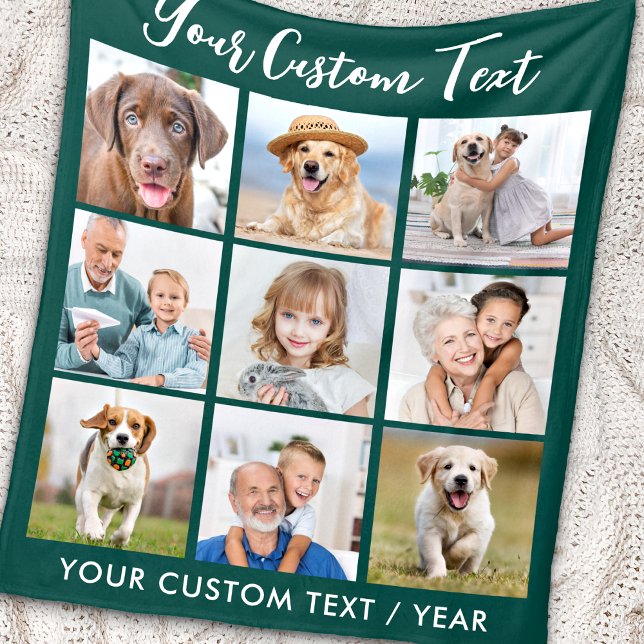 Cobertor De Velo Colagem de Fotos 9 Personalizada Moderna Emerald G (Criador carregado)