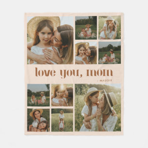 Cobertor De Velo Colagem de Fotos Amor pela Mãe Bege Neutro