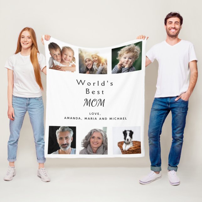 Cobertor De Velo Colagem de fotos brancas da mãe (In Situ)