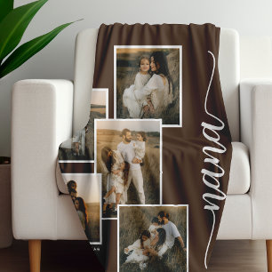 Cobertor De Velo Colagem de Fotos Brown Personalizada Nana Grandboy