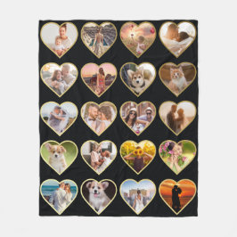 Cobertor De Velo Colagem de Fotos Cardíaca Personalizada de 20 Ouro