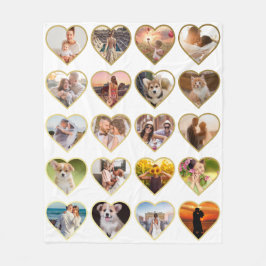 Cobertor De Velo Colagem de Fotos Cardíaca Personalizada de 20 Ouro