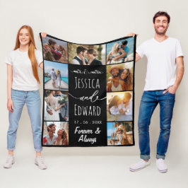 Cobertor De Velo Colagem de fotos Casal 9 imagens para sempre e sem