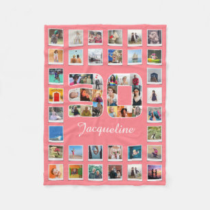 Cobertor De Velo Colagem de Fotos da Família aniversário de 30 anos