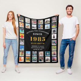 Cobertor De Velo Colagem de Fotos da Família aniversário de 40 anos