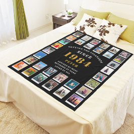 Cobertor De Velo Colagem de Fotos da Família aniversário de 40 anos