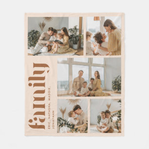 Cobertor De Velo Colagem de Fotos da Família Moderna Bege 5 com Nom