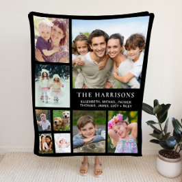 Cobertor De Velo Colagem de Fotos da Família Preta