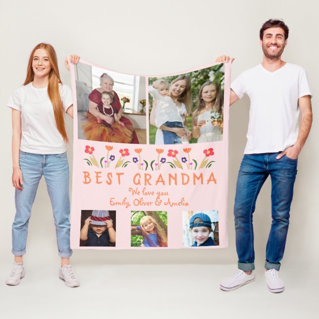 Cobertor De Velo Colagem de Fotos das Melhores Avós Rosa (In Situ)