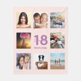 Cobertor De Velo Colagem de fotos de 18 anos, rosa, cor-de-rosa dou