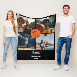 Cobertor De Velo Colagem de Fotos de Basquete Personalizada com Nom