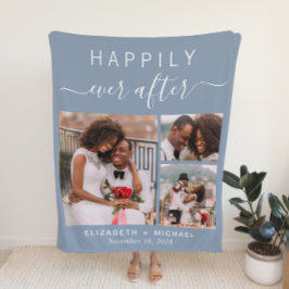 Cobertor De Velo Colagem de Fotos de Casamento Dusty Blue