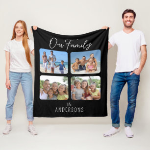 Cobertor De Velo Colagem de Fotos de Família com Letra Caligráfica