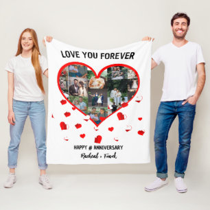 Cobertor De Velo Colagem de Fotos do Coração do Aniversário de Casa