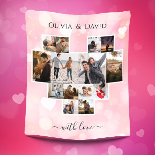 Cobertor De Velo Colagem de Fotos do Dia de os namorados de Amor