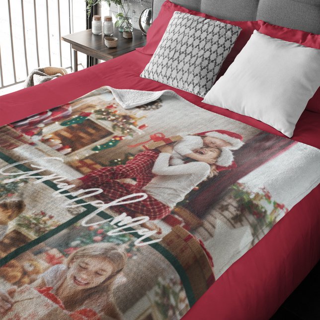 Cobertor De Velo Colagem de Fotos do Gramdma de Natal Personalizada (Christmas Gramdma Photo Collage Personalized Fleece Blanket)