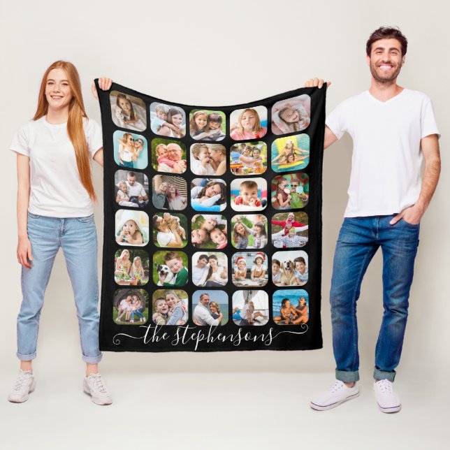 Cobertor De Velo Colagem de Fotos do Nome da Família de Script Mode (In Situ)