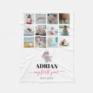 Cobertor De Velo Colagem de Fotos do Primeiro Ano do Rainbow Unicor