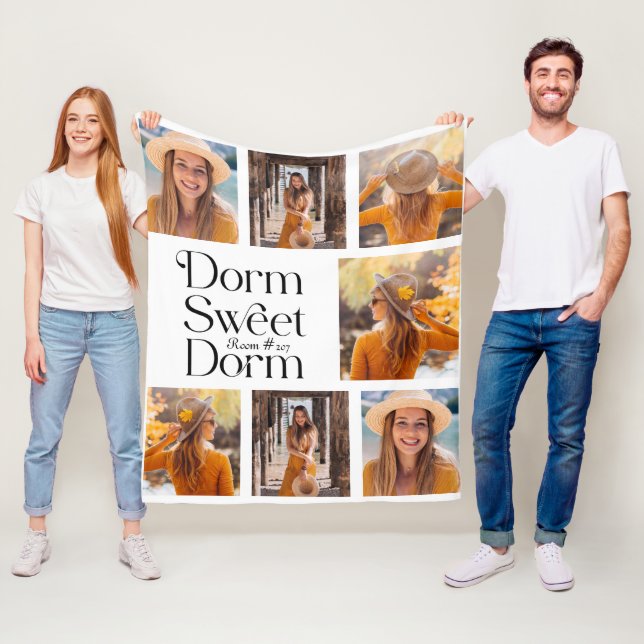 Cobertor De Velo Colagem de Fotos Dorm Sweet com Número de Sala (In Situ)