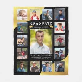 Cobertor De Velo Colagem de Fotos Dourada 15 formando Preto