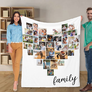 Cobertor De Velo Colagem de Fotos em Forma de Coração 36 Família Sc