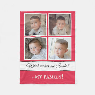 Cobertor De Velo Colagem de fotos em vermelho branco para minha fam