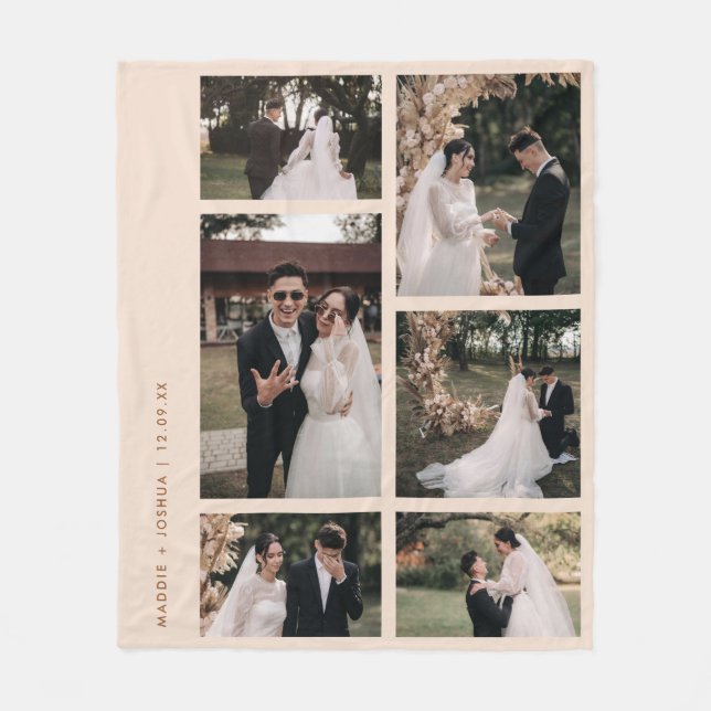 Cobertor De Velo Colagem de fotos mínima neutra de 6 Casais (Frente)