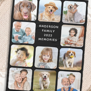 Cobertor De Velo Colagem de Fotos Moderna 11 Preto Personalizado