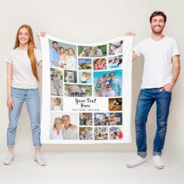 Cobertor De Velo Colagem de Fotos Moderna 19 White Personalizada