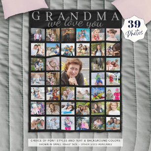 Cobertor De Velo Colagem de Fotos Moderna GRANDMA, NÓS O AMAMOS Sc