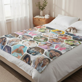 Cobertor De Velo Colagem de Fotos Múltiplas em Hexágono Personaliza