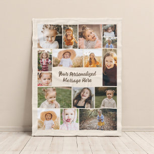 Cobertor De Velo Colagem de Fotos Neutral Beige Modern Personalizad