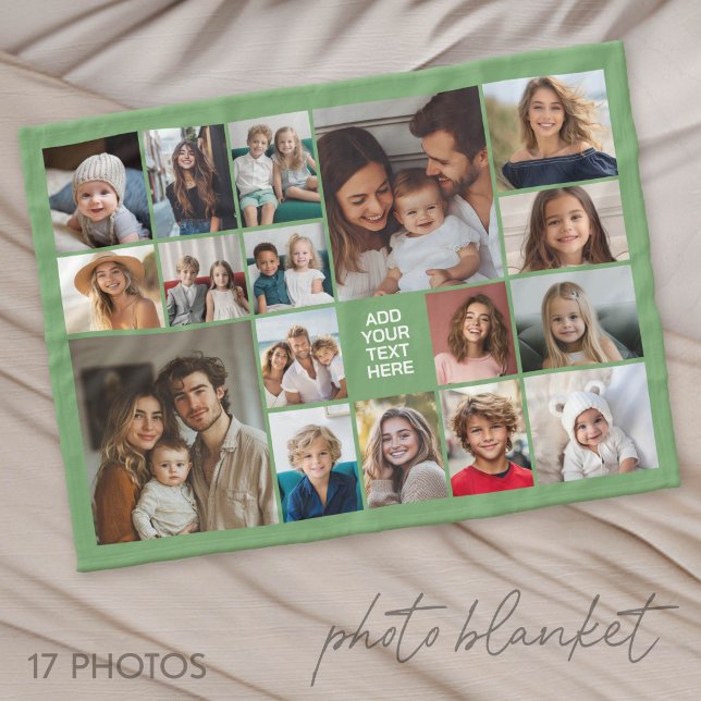 Cobertor De Velo Colagem de Fotos Personalizada 17 - com Texto (Photo Blanket - Personalize with Your Photos)