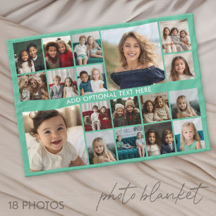 Cobertor De Velo Colagem de Fotos Personalizada 18 - verde - texto