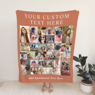 Cobertor De Velo Colagem de Fotos Personalizada 30 Terracotta