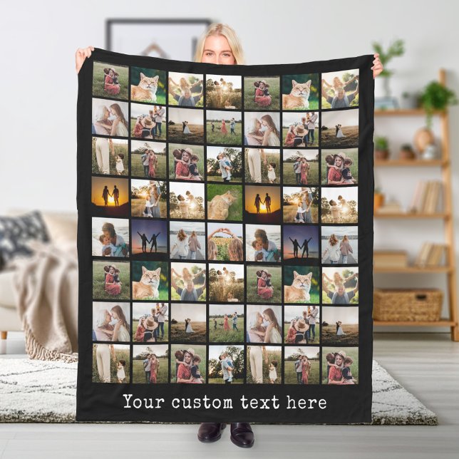 Cobertor De Velo Colagem de Fotos Personalizada 56 (Personalized 56 Photo Collage Fleece Blanket)