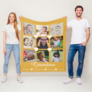 Cobertor De Velo Colagem de Fotos Personalizada 9 Fotos Com Coraçõe