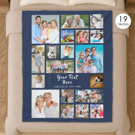 Cobertor De Velo Colagem de Fotos Personalizada Azul Marinho Modern