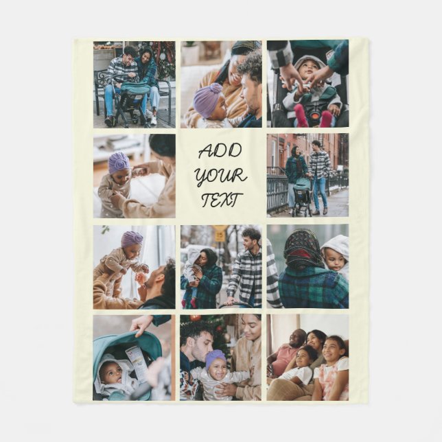 Cobertor De Velo Colagem de Fotos Personalizada Beige 11 (Frente)