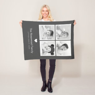 Cobertor De Velo Colagem de Fotos Personalizada Cinza Modern Family