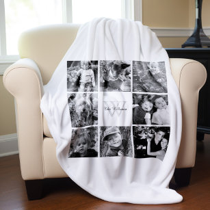Cobertor De Velo Colagem de Fotos Personalizada da Família Branca