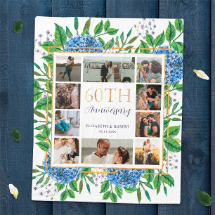 Cobertor De Velo Colagem de Fotos Personalizada de Hydrangea 60º An