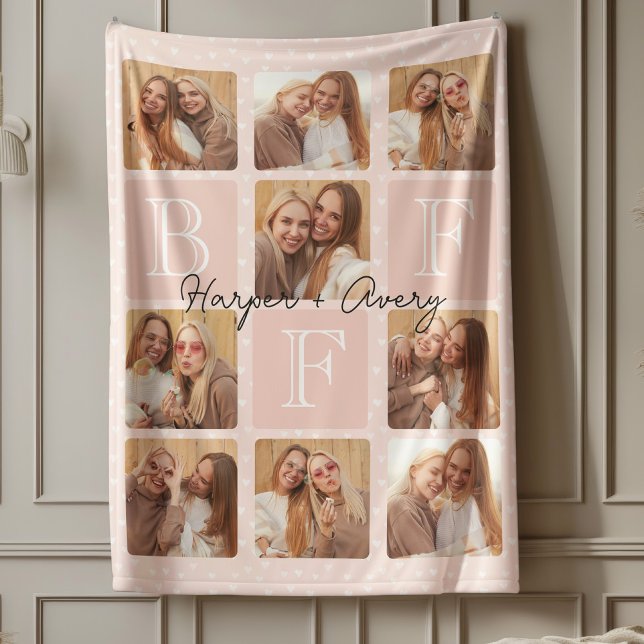 Cobertor De Velo Colagem de Fotos Personalizada dos Melhores Amigos (Celebrate your unbreakable bond with this "Best Friends Forever" photo blanket! )