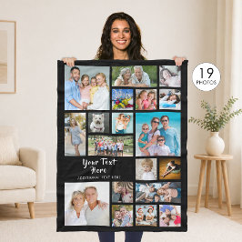 Cobertor De Velo Colagem de Fotos Personalizada Moderna 19 Preto