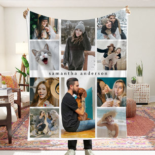 Cobertor De Velo Colagem de Fotos Personalizada Moderna de 10 Fotos