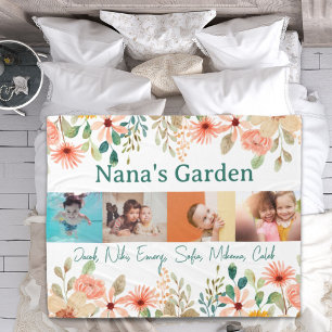 Cobertor De Velo Colagem de Fotos Personalizada Nana Grandma's Gard