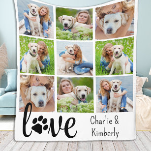 Cobertor De Velo Colagem de Fotos Personalizada Pet 9 do Dog LOVE