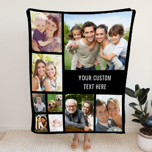 Cobertor De Velo Colagem de Fotos Personalizada Preta