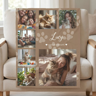 Cobertor De Velo Colagem de Fotos Personalizadas de Gatos e Família
